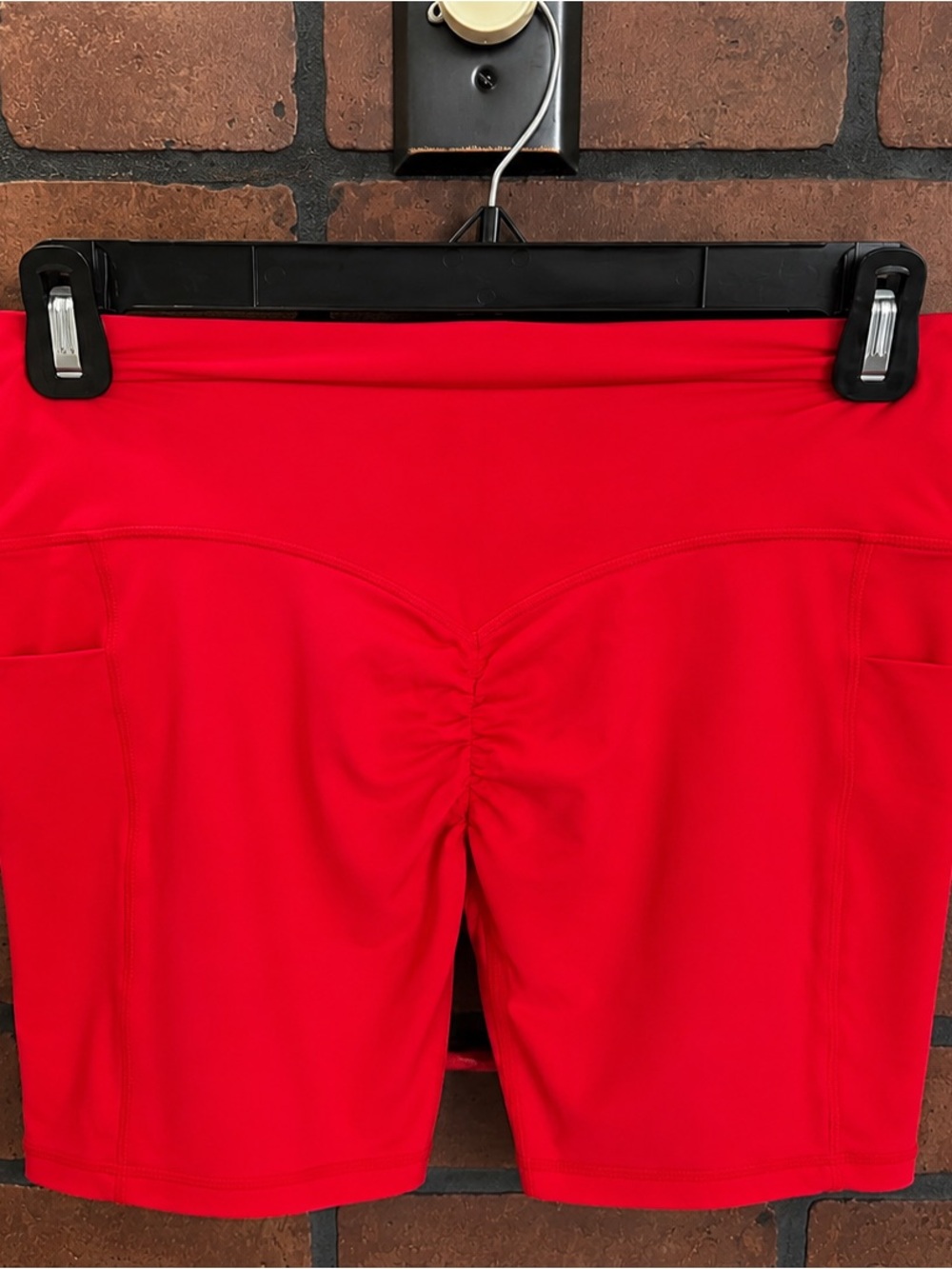 Women’s Red Active Shorts with side pockets